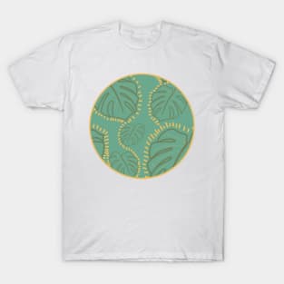 Monstera Deliciosa Pattern in leafy green and yellow T-Shirt
